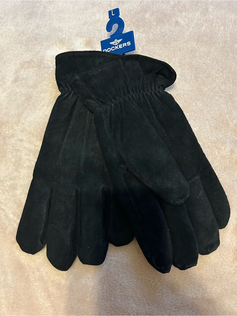 Dockers Men's Black Suede Wrist-Length Gloves Size L Solid Pattern